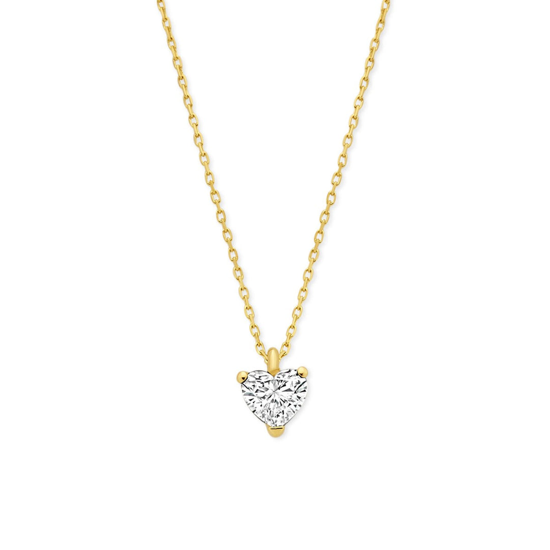 14k Geelgouden ketting met hartvormige lab grown diamant 1.00ct