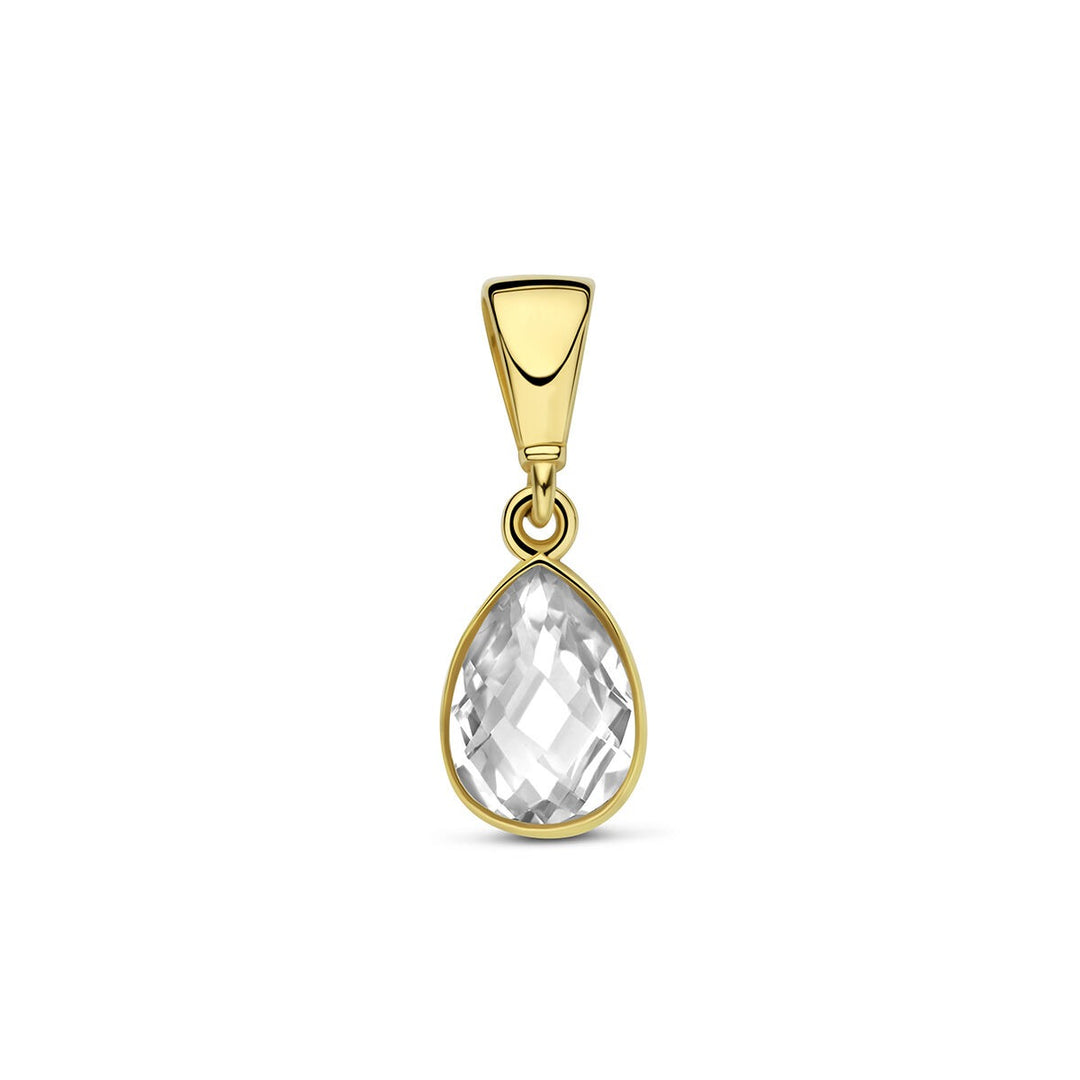 9k Geelgouden hanger met peervormige zirkonia