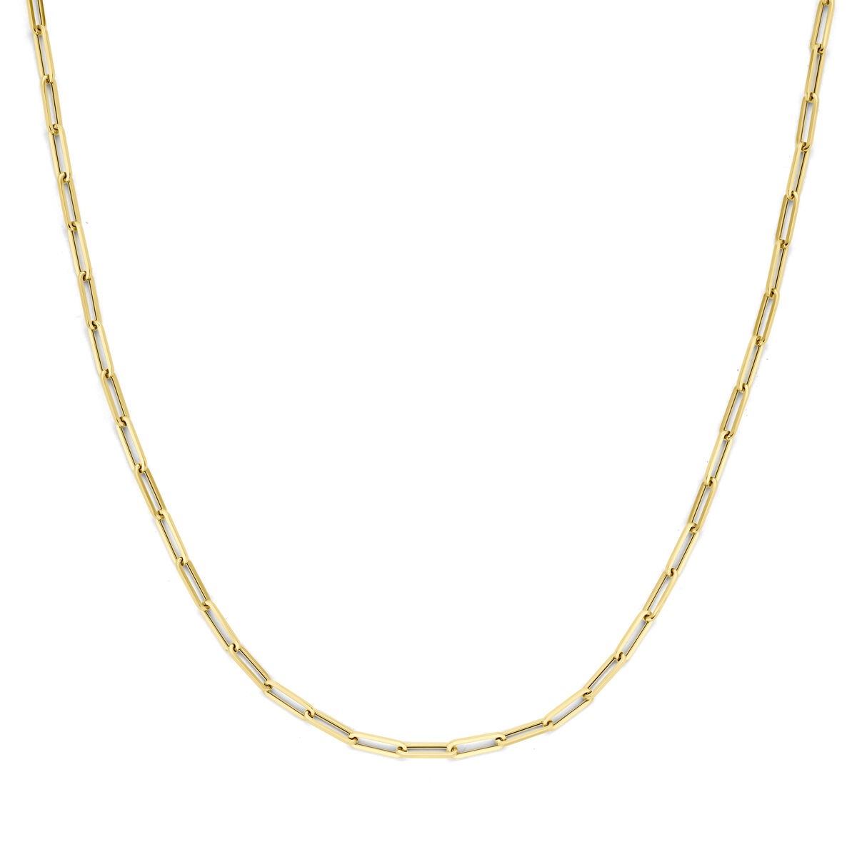 Paperclip Collier aus 9k gelbgoldfarbenem Material, 45 cm lang, mit länglichen Gliedern