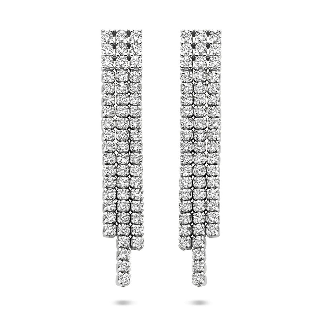 Zilveren oorhangers dames met zirkonia – entourage zetting 36 mm