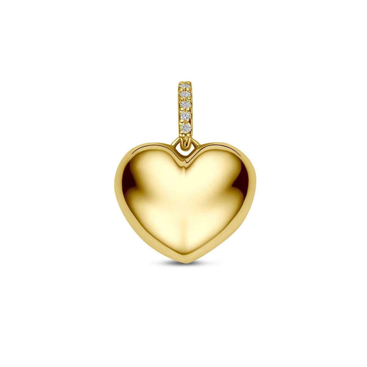 Herzanhänger aus 14k Gelbgold mit Diamanten oben am Anhänger