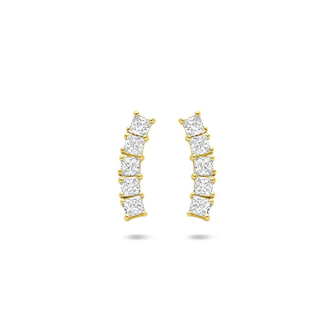 14k gouden oorknoppen met zirkonia – 12 mm
