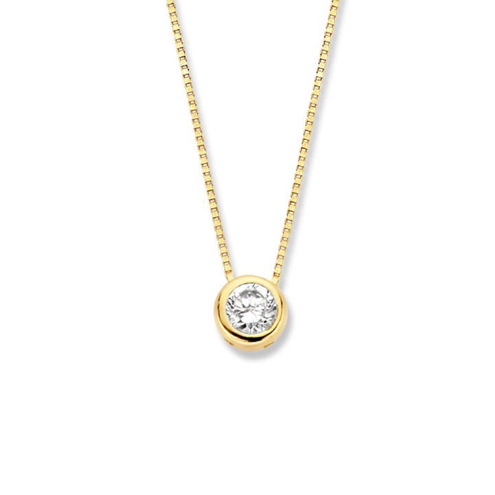 Halskette Zirkonia 40 + 2 cm 14K Gelbgold