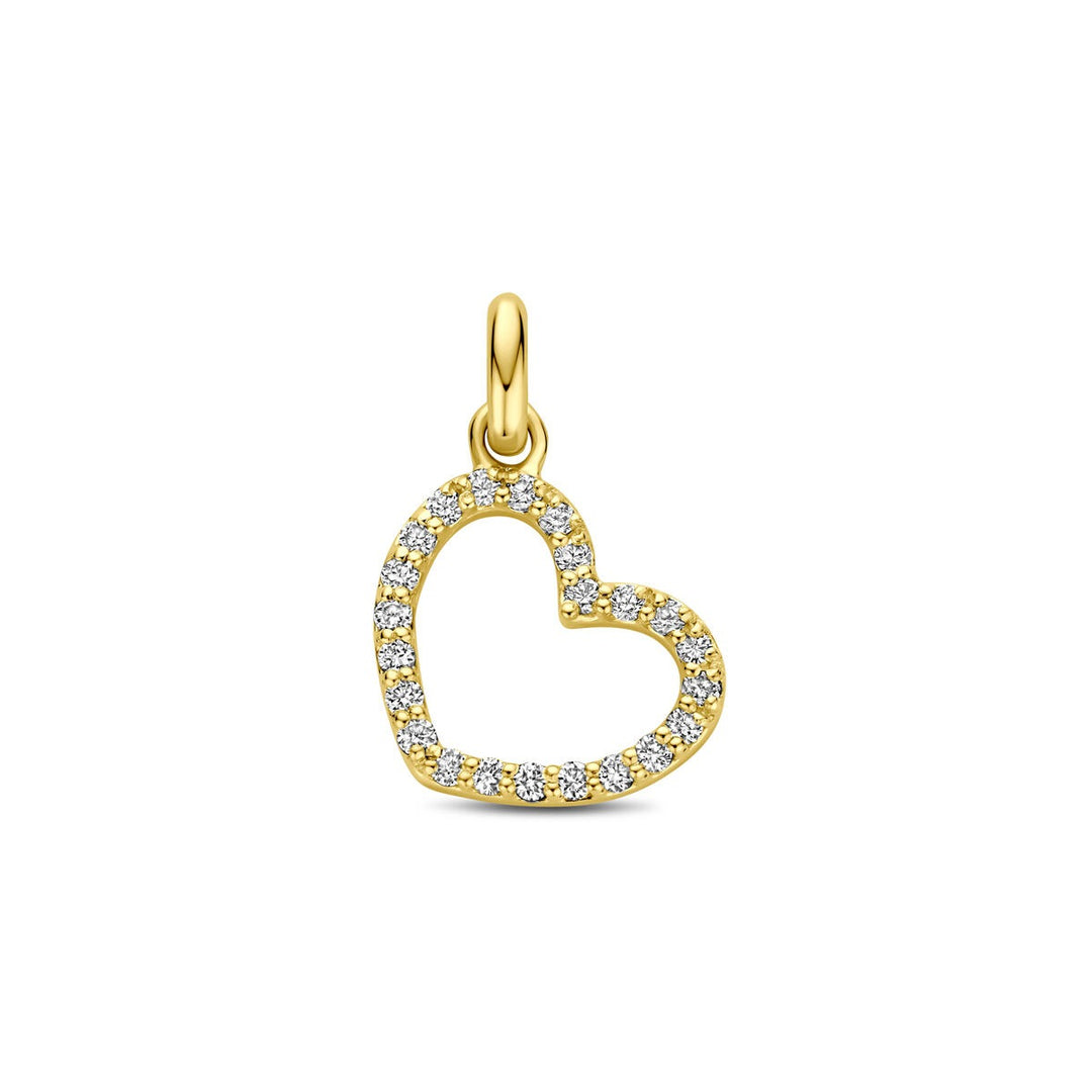 14k Geelgouden hart hanger met lab grown diamant