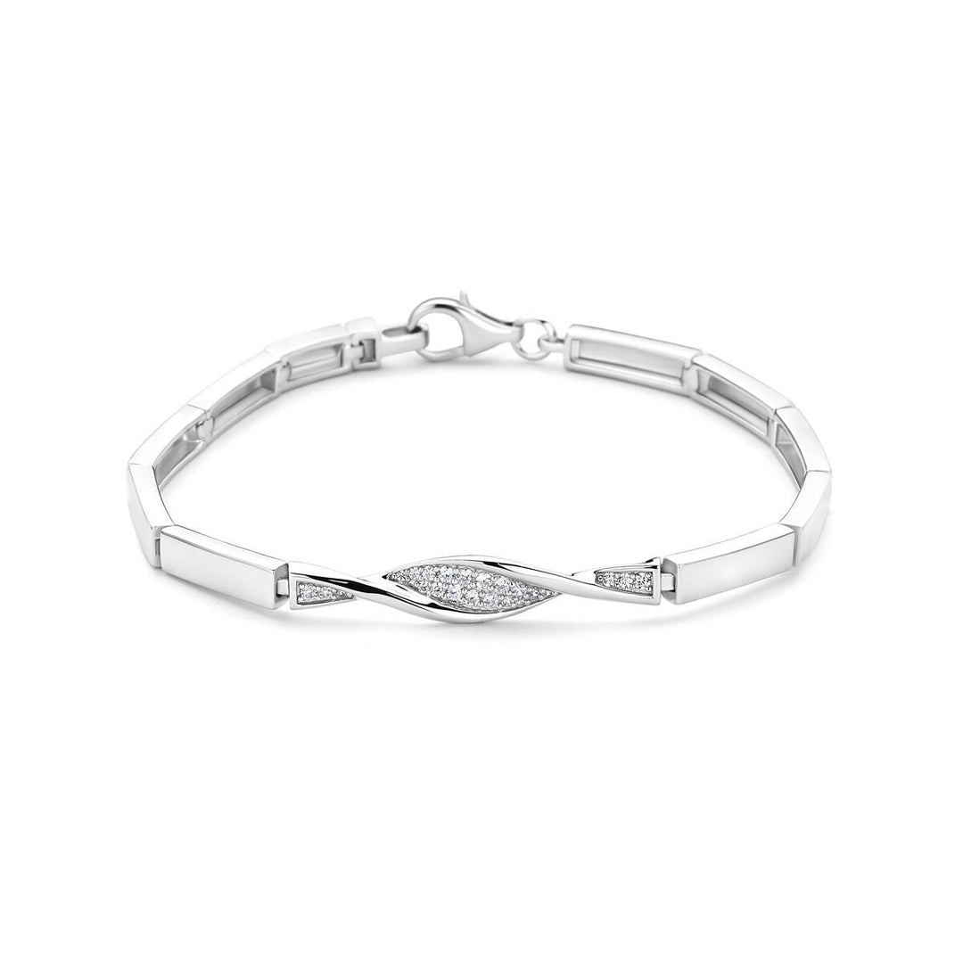 Gerhodineerd 925 zilveren armband met zirkonia