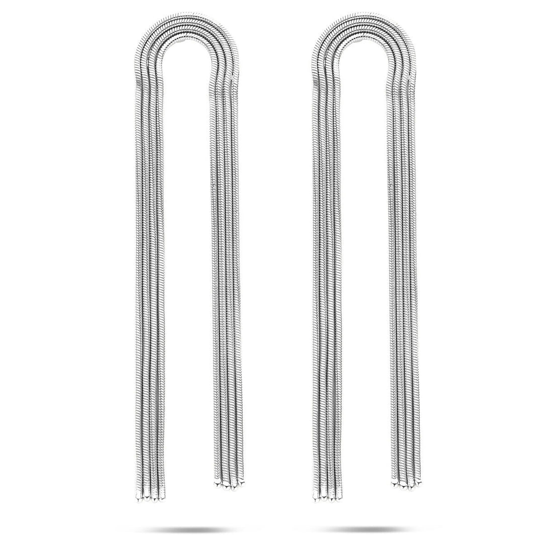 Zilveren oorhangers schakelmotief – gerhodineerd 925 zilver 91 mm