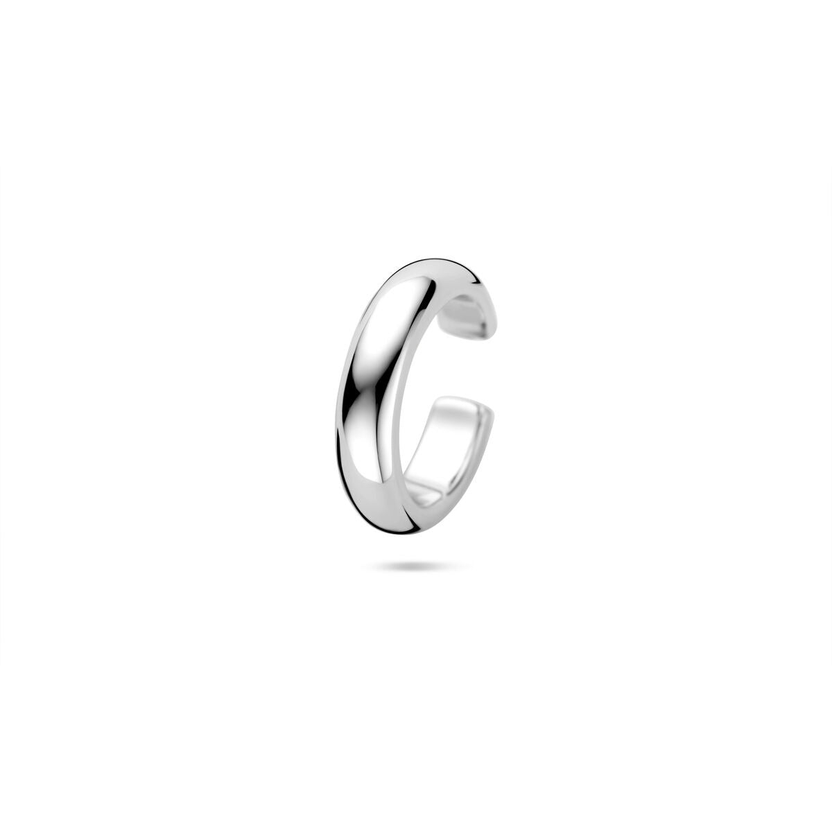 Silberner Ear Cuff aus rhodiniertem 925 Silber, 14,5 x 3,5 mm, mit glatter Oberfläche