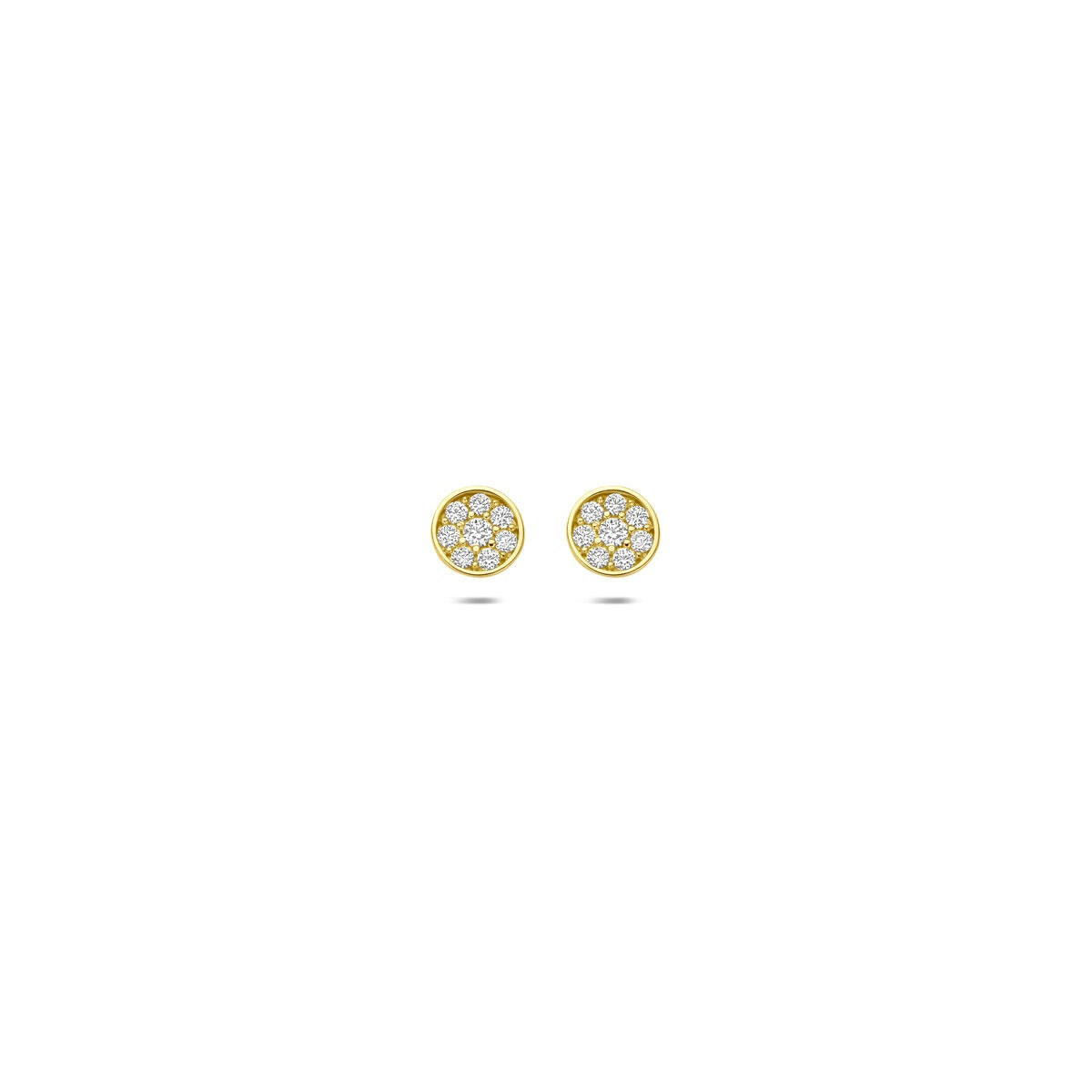 9k Gelbgoldene Ohrstecker mit Zirkonia in runder Form und funkelndem Design