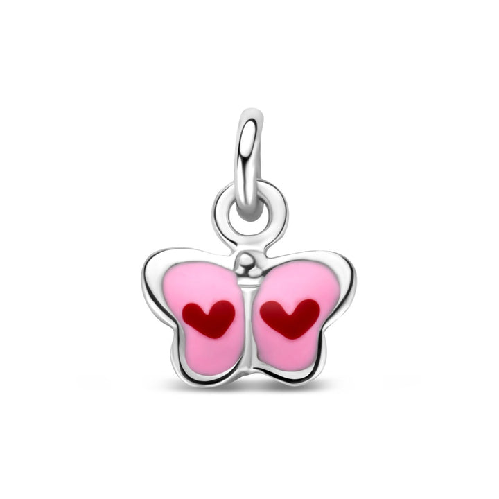 Gerhodineerd zilveren vlinder hanger met emaille