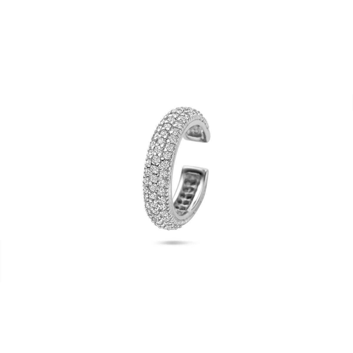 Silberner Ear Cuff aus rhodiniertem 925 Silber mit Pavé-Zirkonia-Besatz