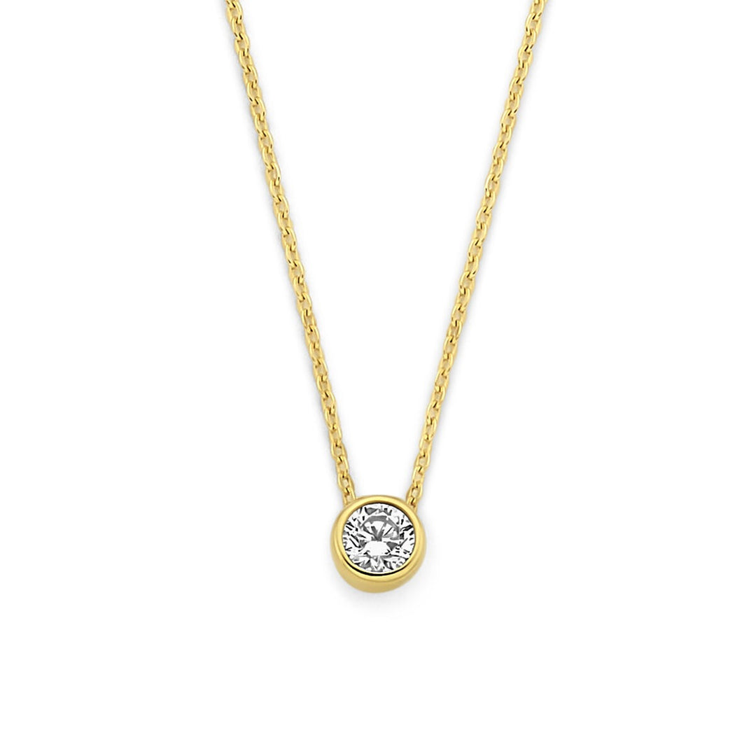 9k Geelgouden ketting met zirkonia hanger