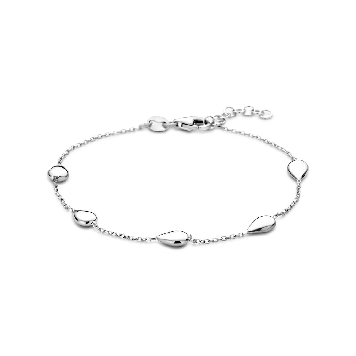 Silbernes Damenarmband mit rhodinierten Tropfenakzenten, 17 + 2 cm lang