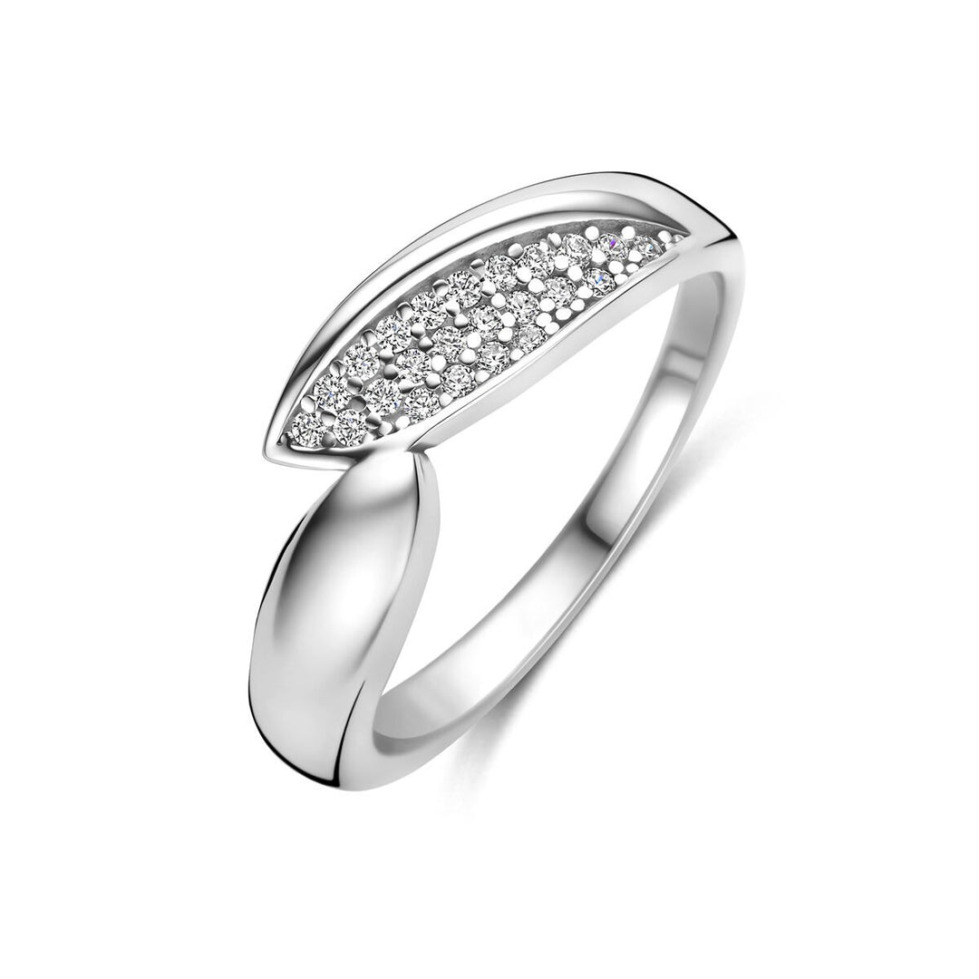 Gerhodineerd 925 zilveren ring met pavé zirkonia