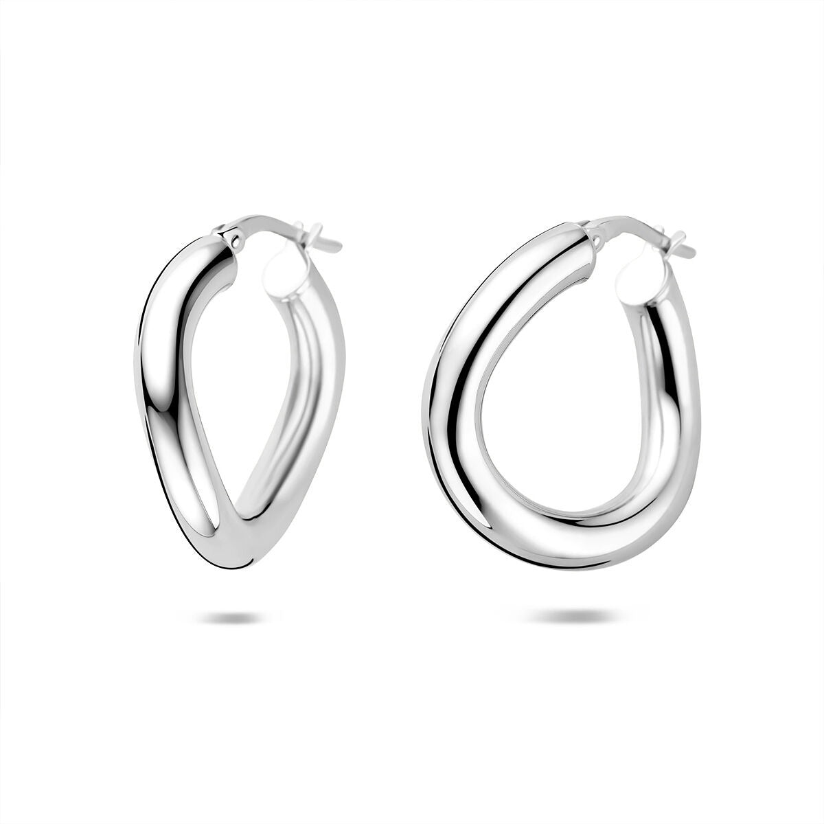 Zweifarbige, gerhodinierte Ohrhänger aus 925 Silber in tropfenförmigem Design