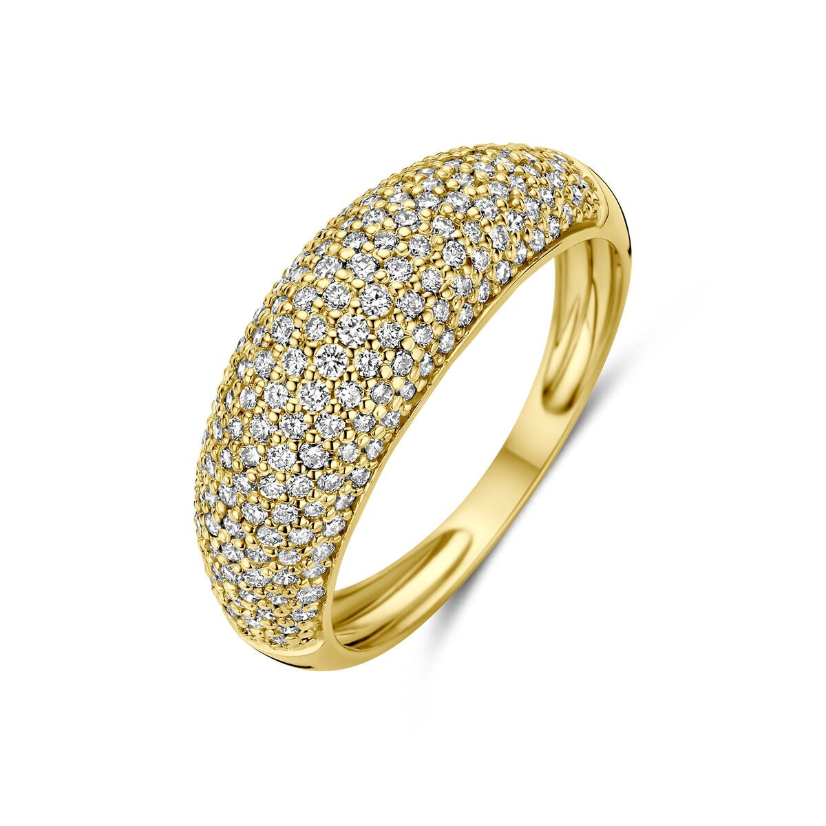 Ring aus 14 Karat Gelbgold mit pavé gefassten lab-grown Diamanten
