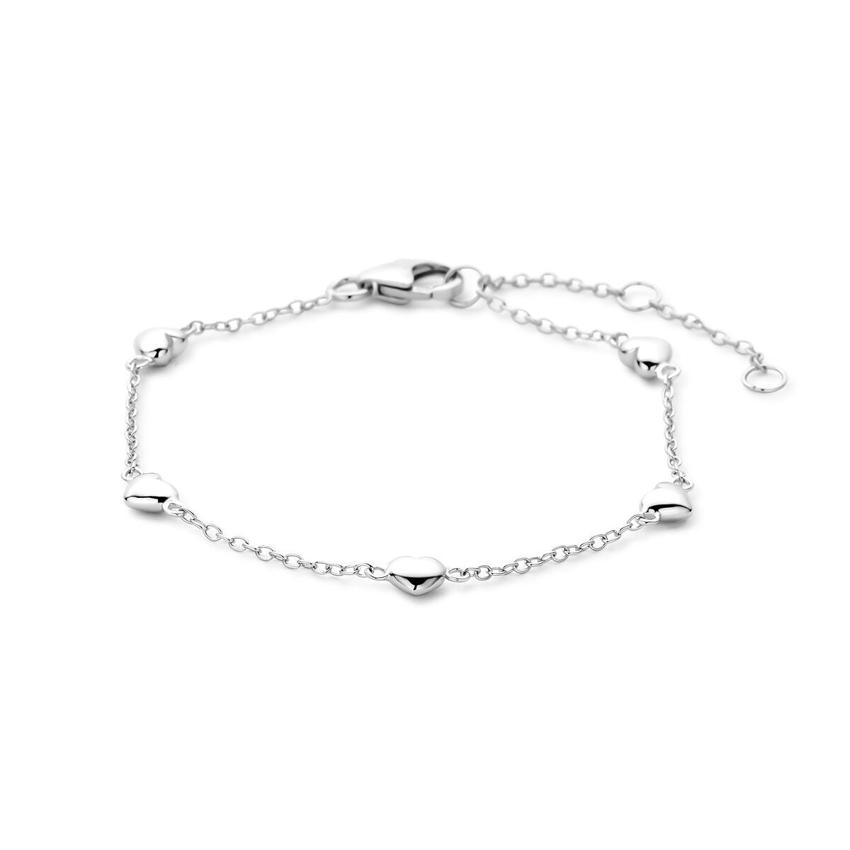 Armband aus rhodiniertem Silber mit Herzchen und Verlängerungskette von 13 bis 16 cm