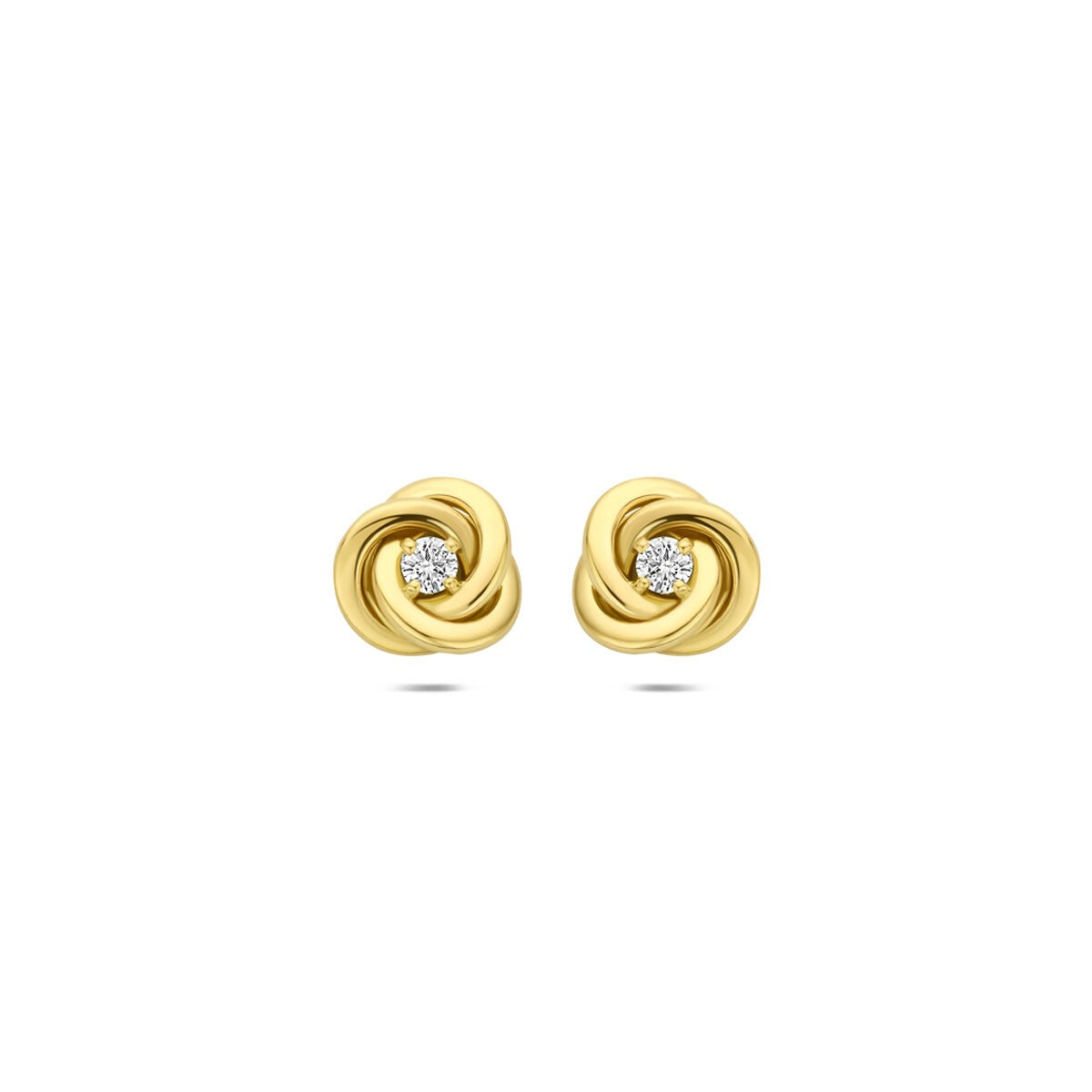 14k gelbgoldene Ohrstecker mit einem lab-grown Diamanten von 0,07 ct und gewundenem Design