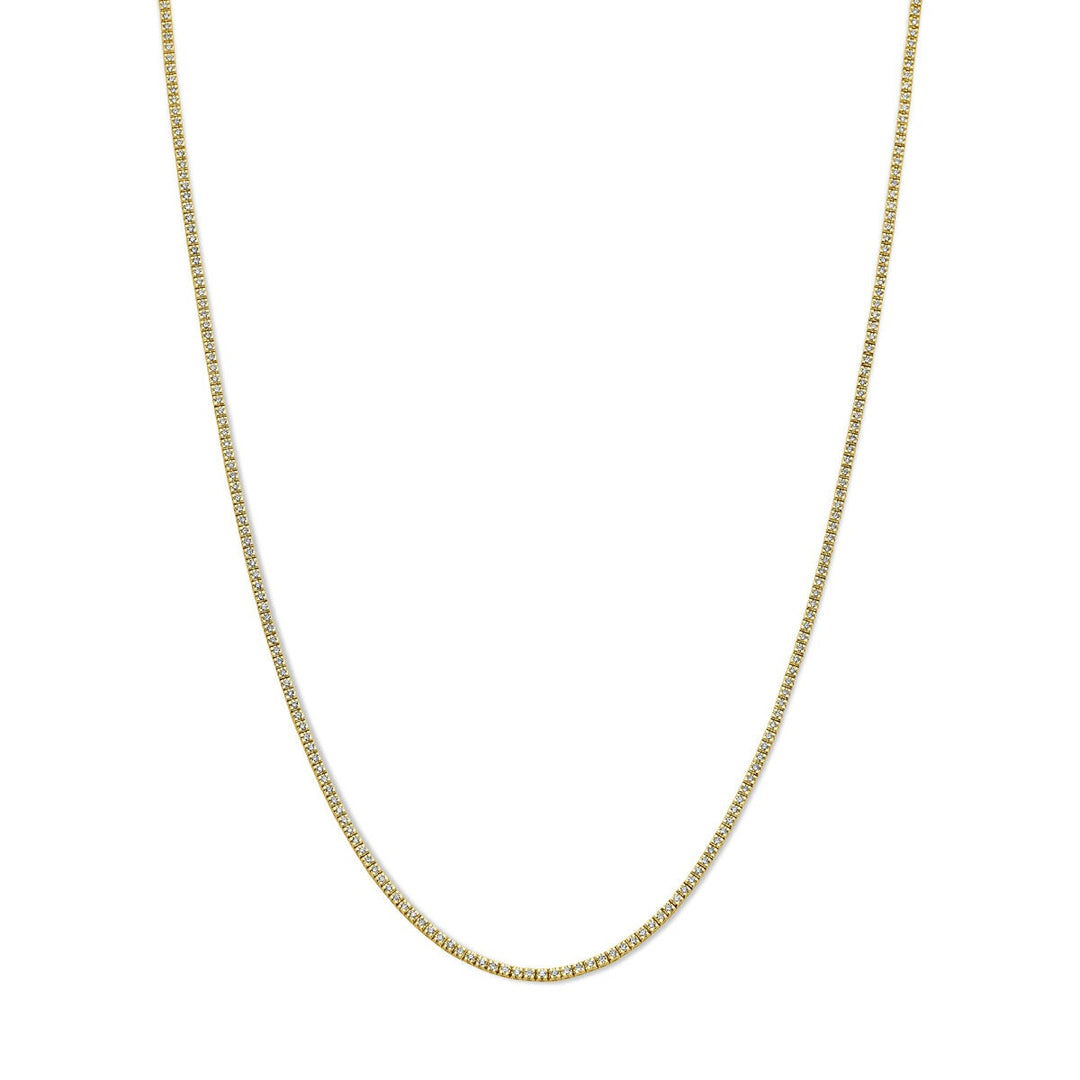 Tennishalskette, Lab-Grown-Diamant, 2,00 ct g, Si 1,9 mm, 42 cm, 14-karätiges Gelbgold