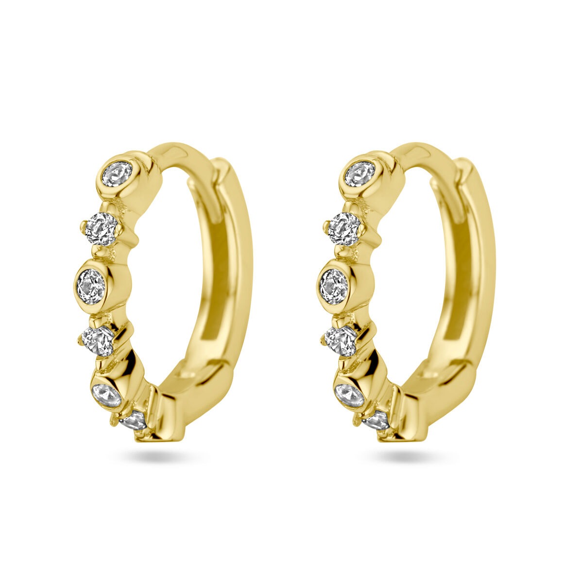 Vergoldete Silberklappohrringe für Damen aus 925 Silber mit Zirkonia, 11,5 mm groß