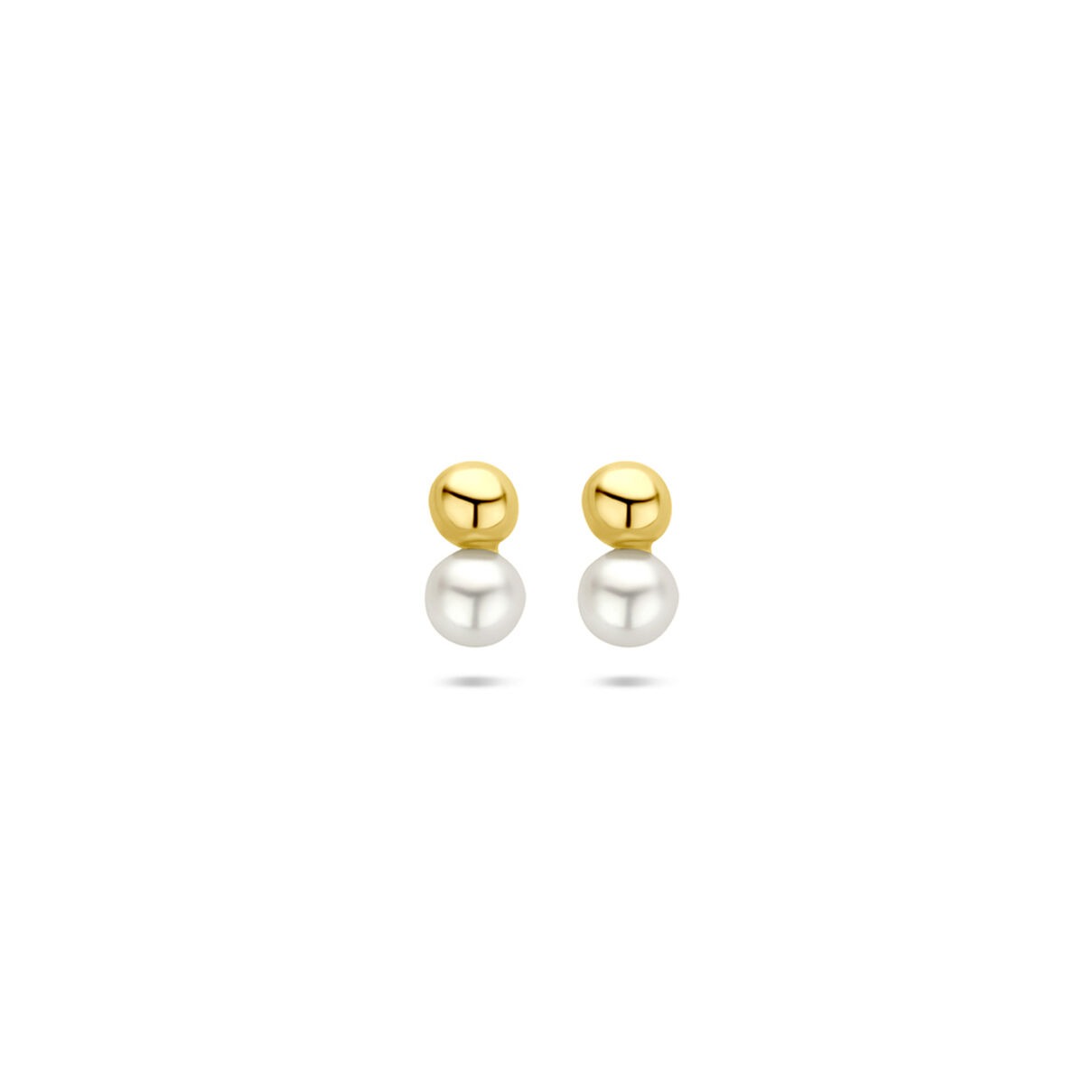 14k goldene Ohrstecker mit einer Perle und einer goldenen Kugel, Durchmesser 6,5 mm