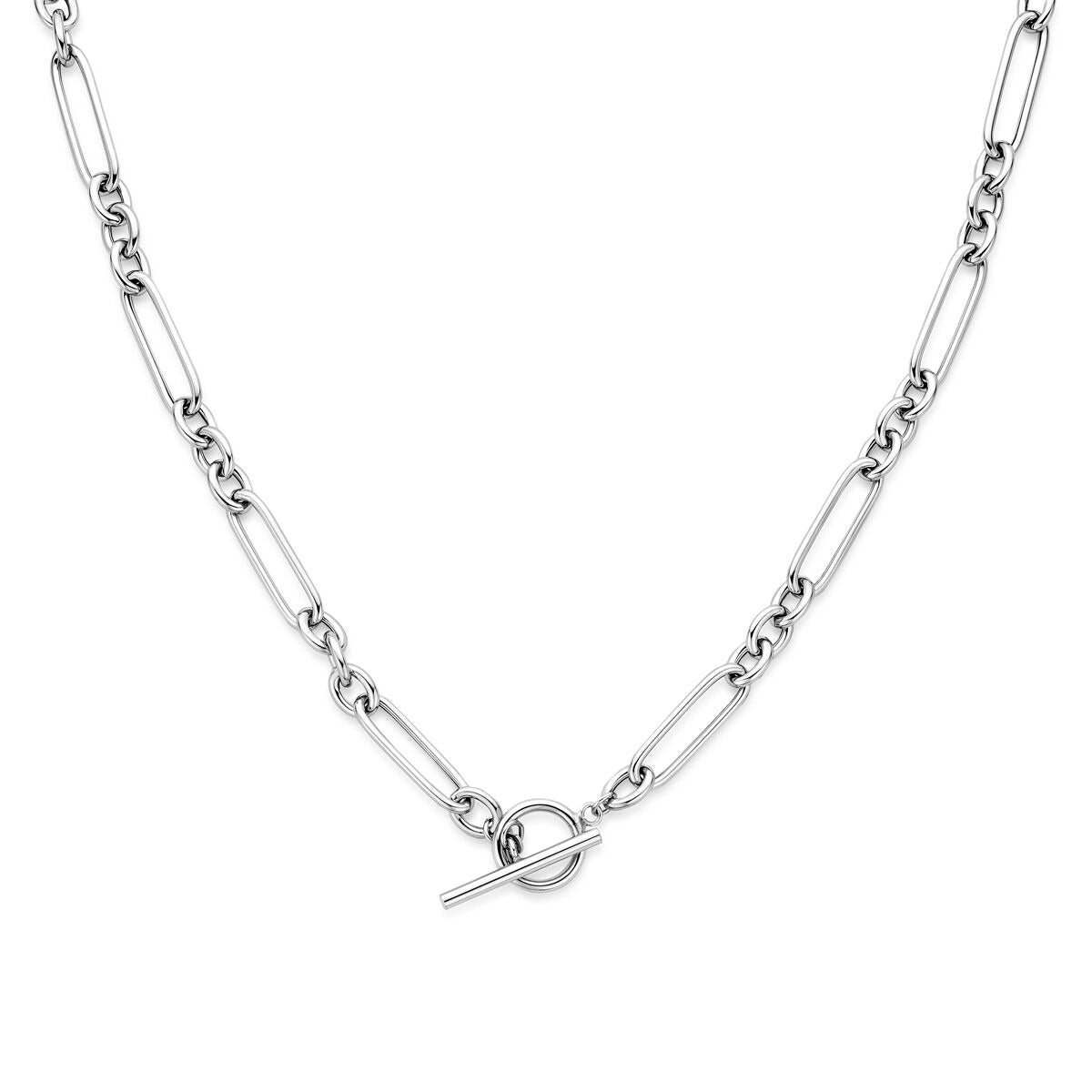 Gerhodiniertes 925 Silbercollier mit Ankerkettengliedern und einem Kapittelslot