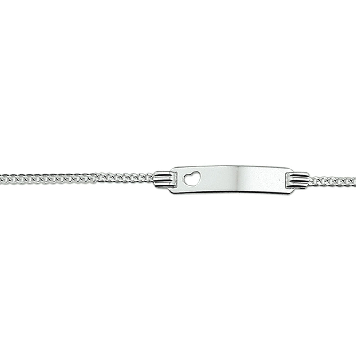 Gravurarmband aus rhodiniertem Silber mit Herz und geflochtenem Armband