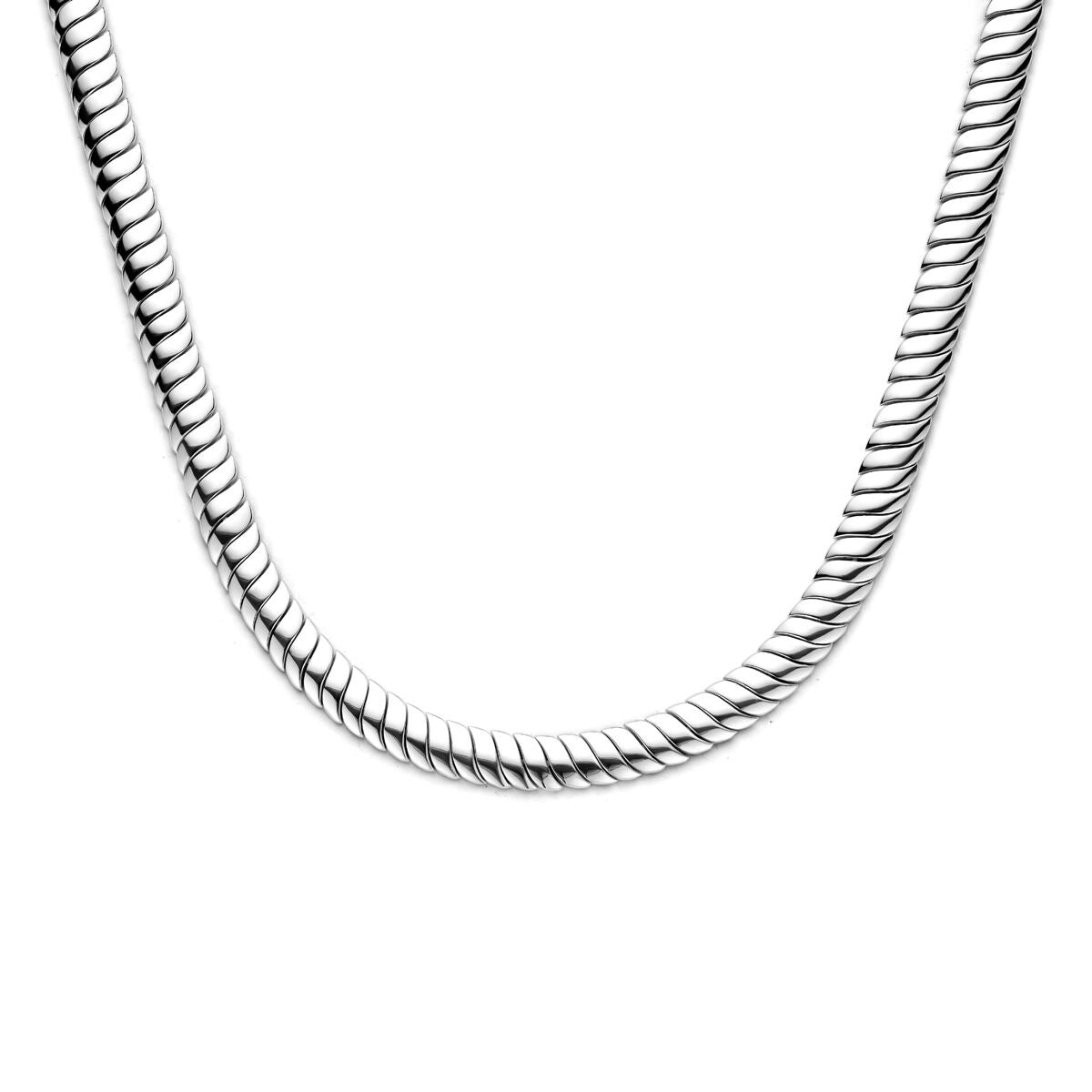 Halskette aus rhodiniertem Silber mit Omega-Glieder, 9 mm breit und 45 cm lang