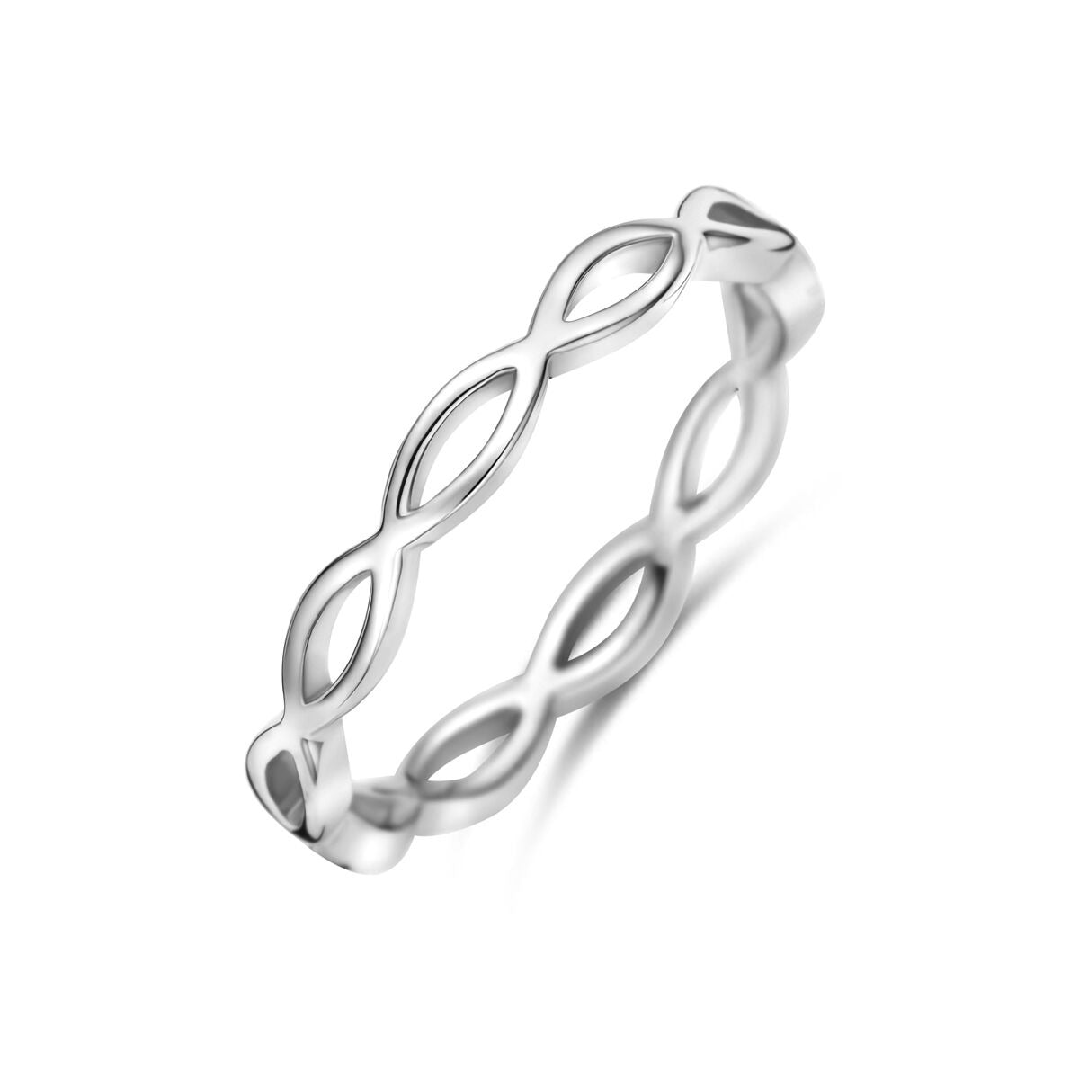 Ring aus rhodiniertem 925 Silber mit einem filigranen, geschwungenen Design