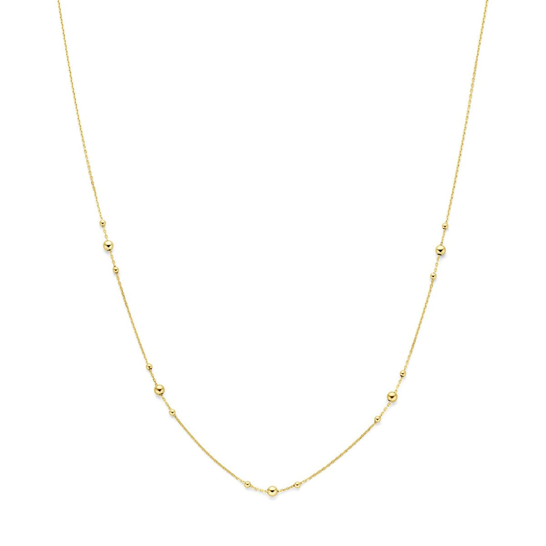 14k Geelgouden collier met bolletjes