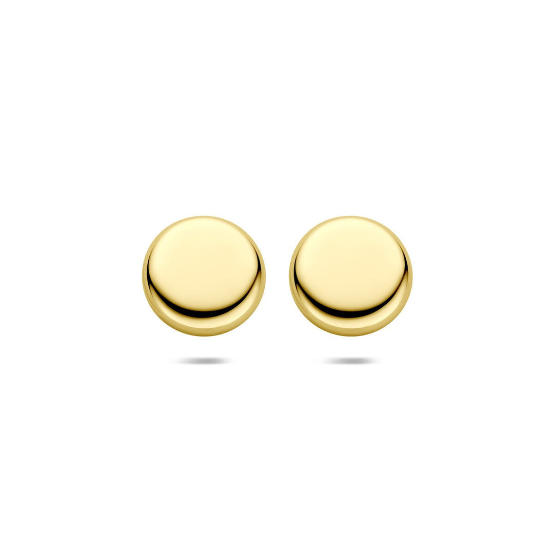 14k Geelgouden oorknoppen met een diameter van 10 mm.