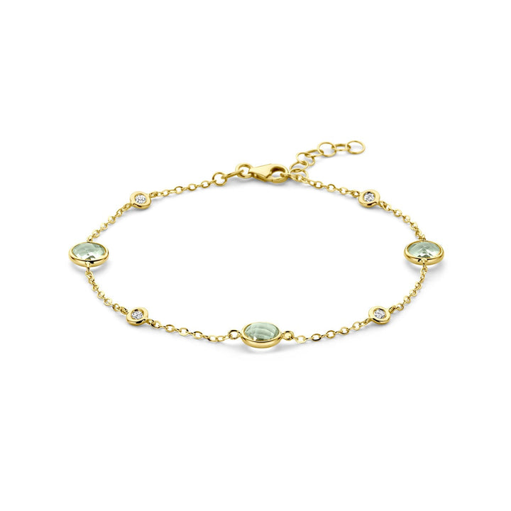 14k geelgouden armband met groene amethist en diamant 0,20 ct