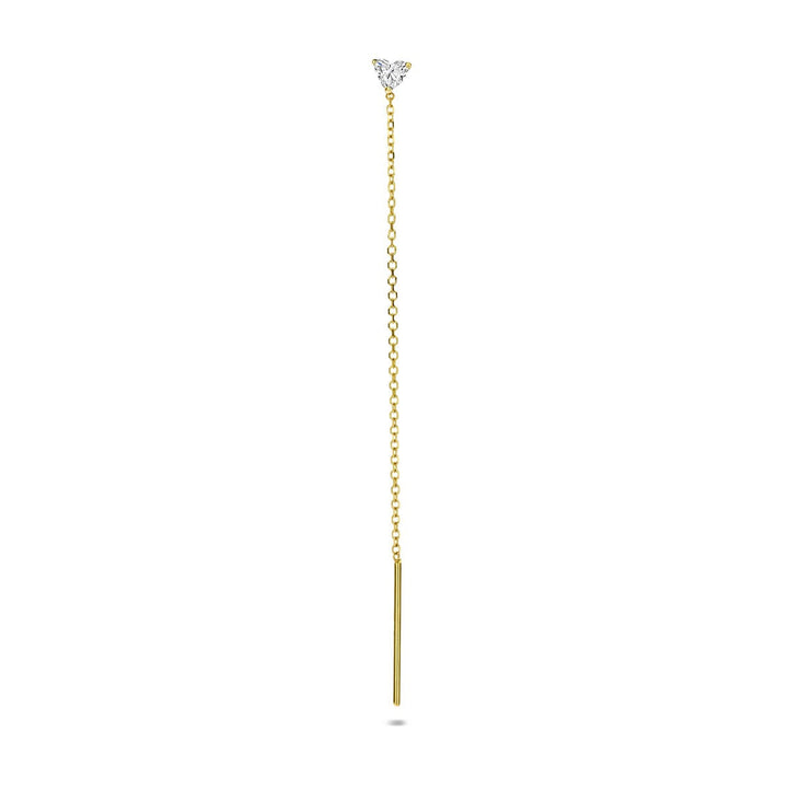 14k Geelgouden doortrekoorbel met lab grown diamant – per stuk verkocht