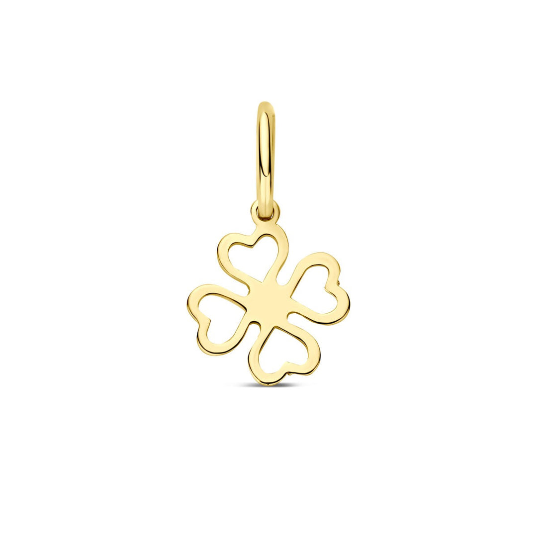 9k Geelgouden klaver graveer hanger