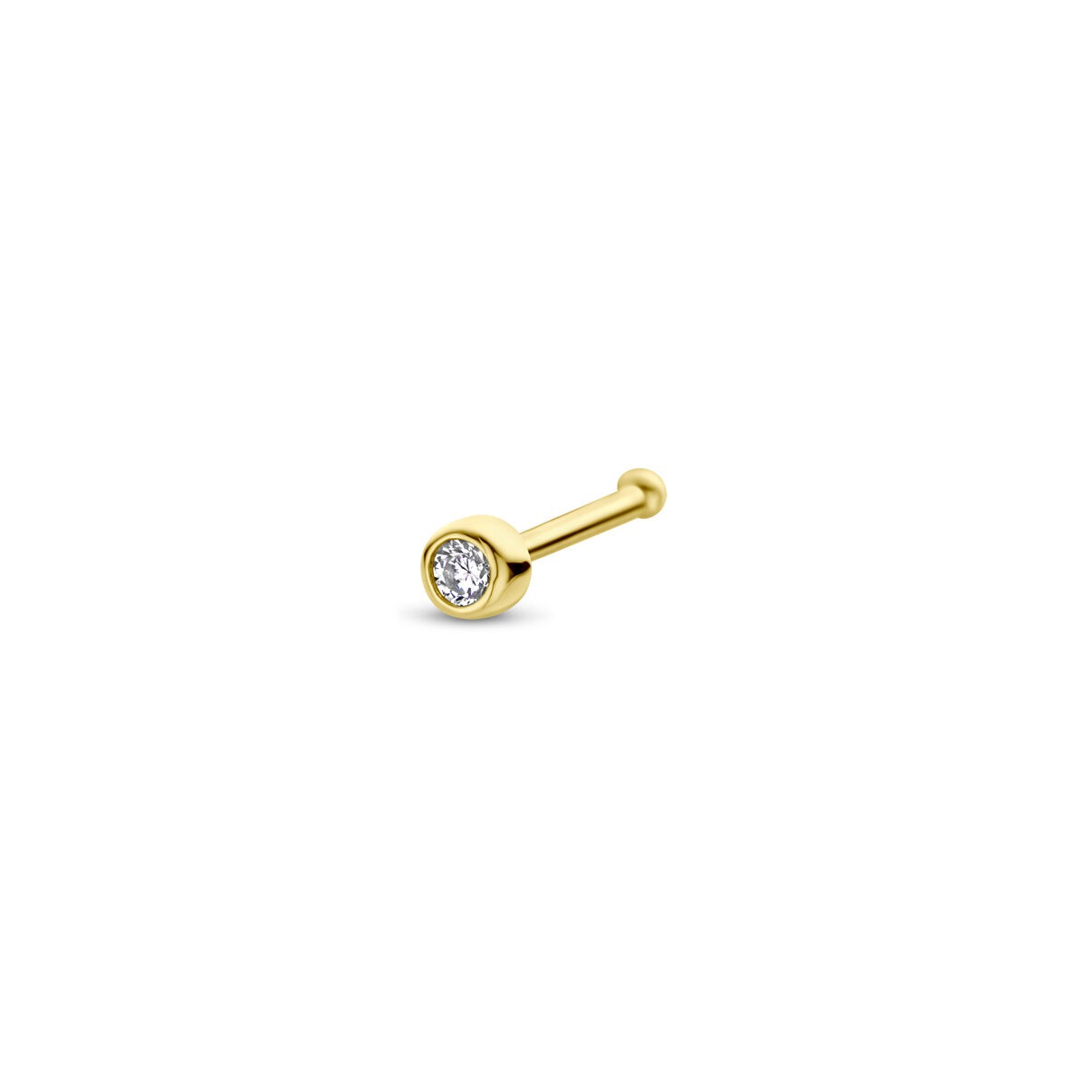 14k gelbgoldenes Nasenpiercing mit brillantgeschliffenem Zirkonia