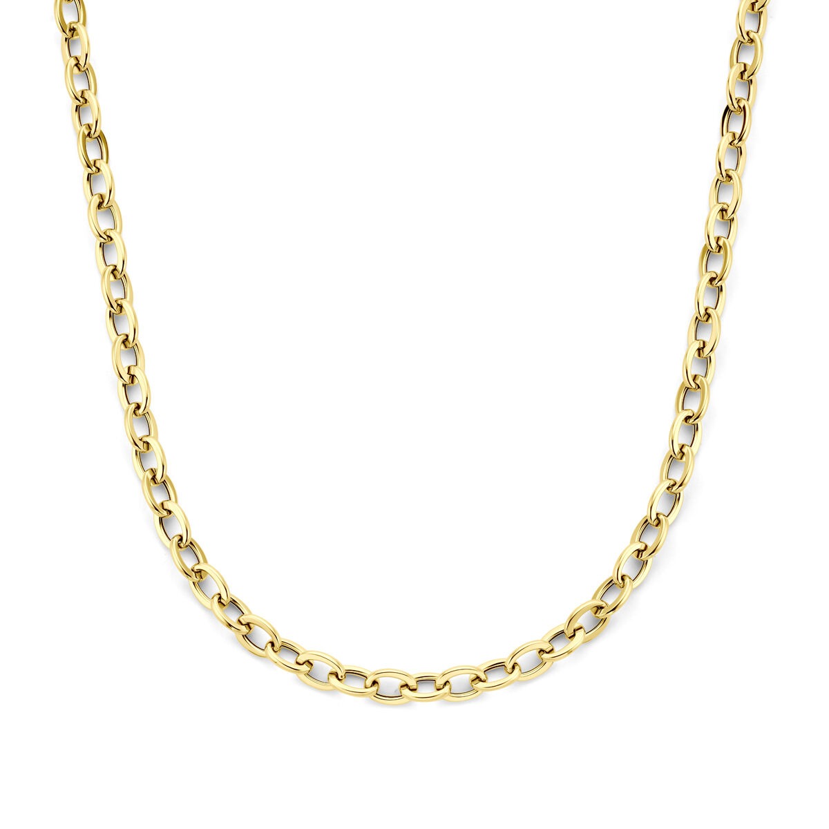 Halskette aus 14k Gelbgold mit runden und rechteckigen Gliedern, 8,5 mm breit