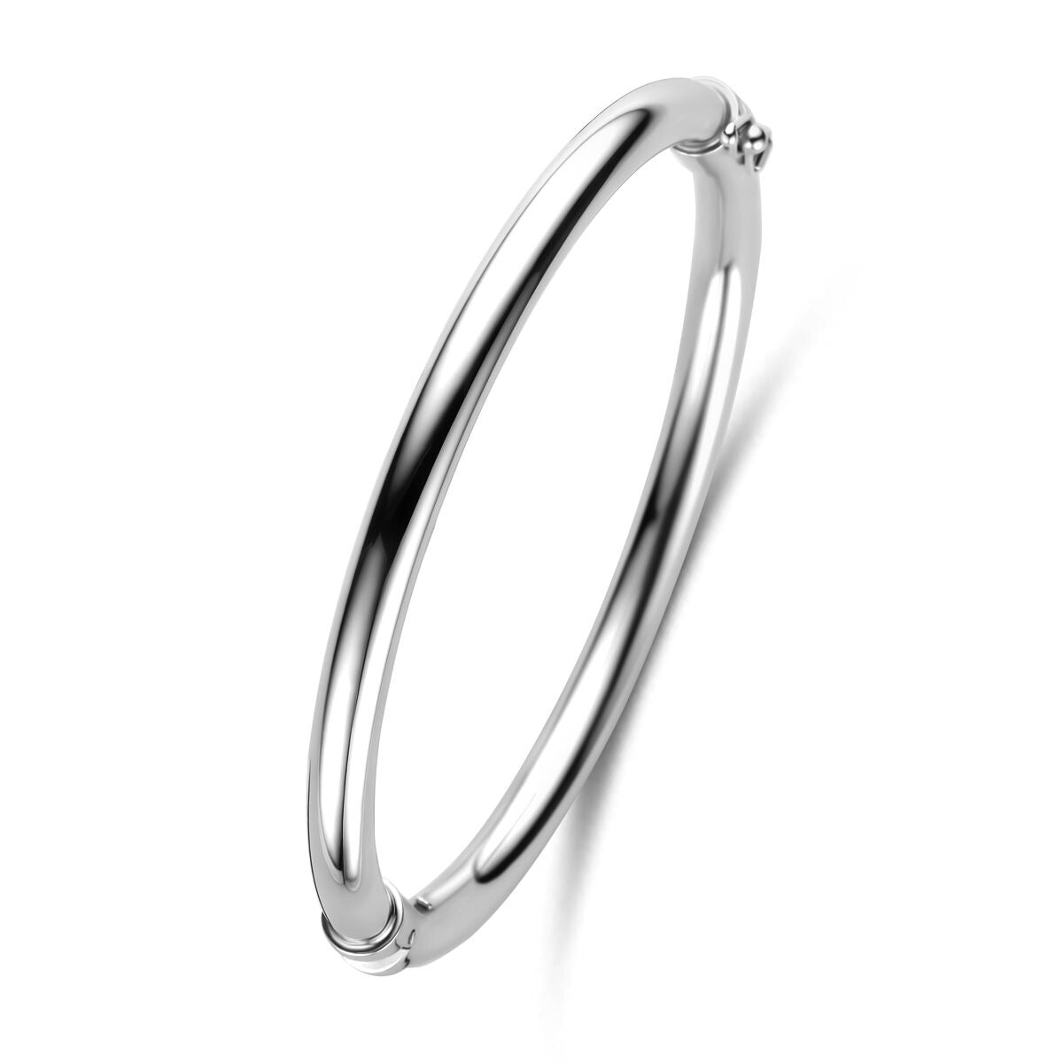 Bangle-Armband aus rhodiniertem Silber mit glatter, glänzender Oberfläche