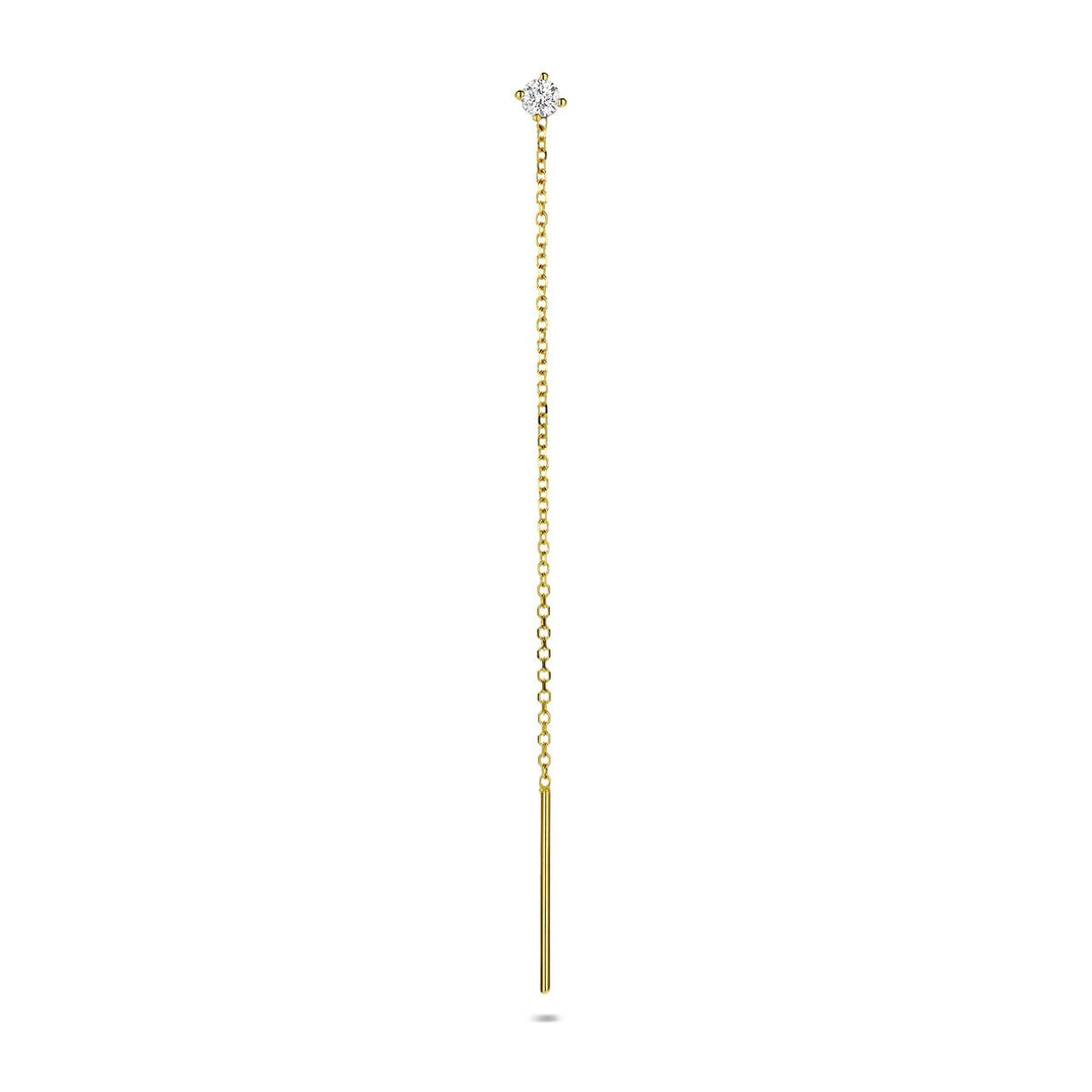 14k Geelgouden doortrekoorbel met lab grown diamant – per stuk verkocht