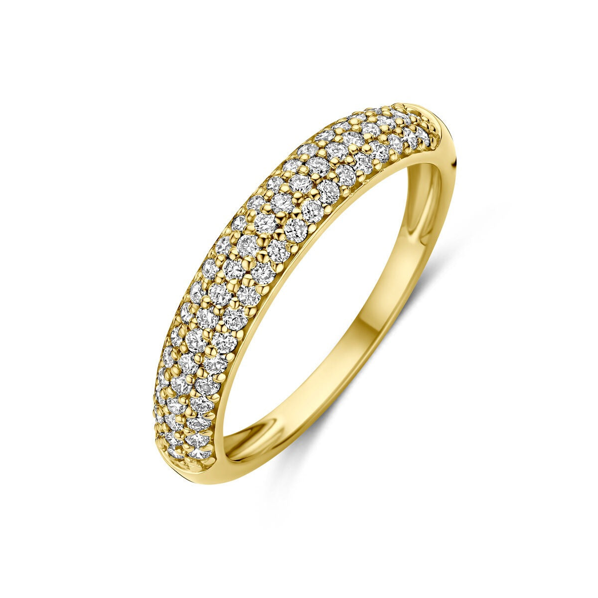 Ring aus 14k Gelbgold mit mehreren kleinen, funkelnden lab-grown Diamanten