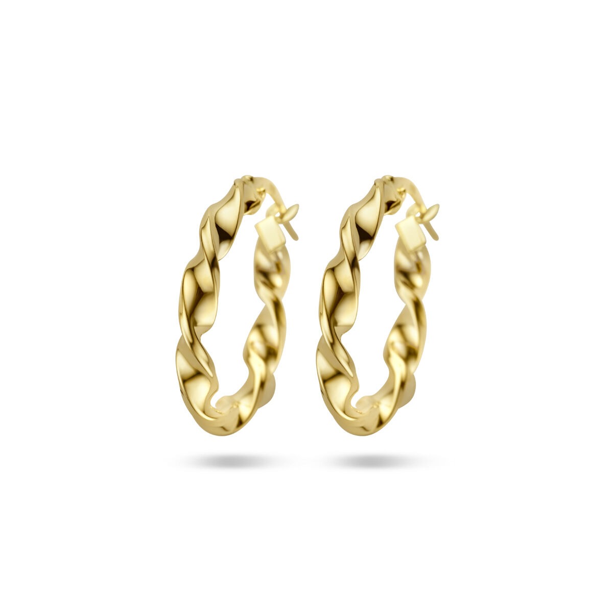 Ohringe aus 9k gelbgold mit gewelltem Design, Durchmesser 20,5 mm und Breite 3 mm
