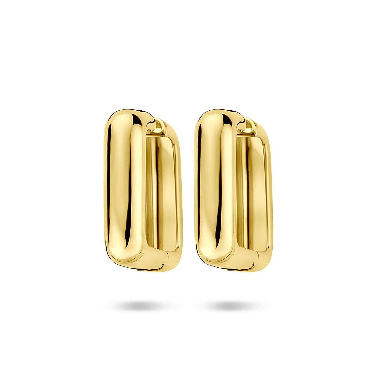 Vergoldete Silberklappohrringe in rechteckiger Form, 25 x 7 mm, mit glänzender Oberfläche