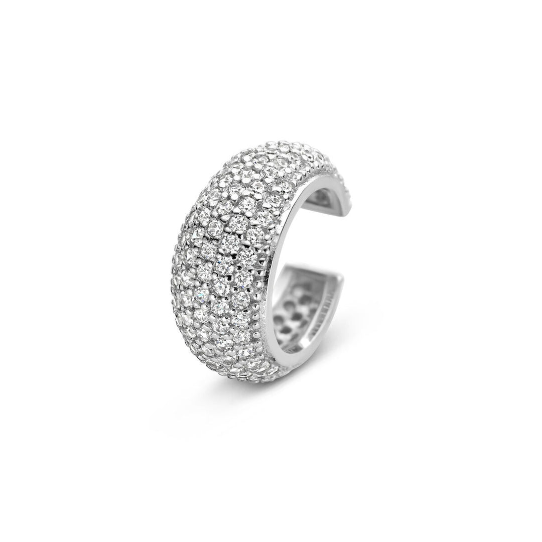 Zilveren ear cuff met zirkonia – gerhodineerd 925 zilver