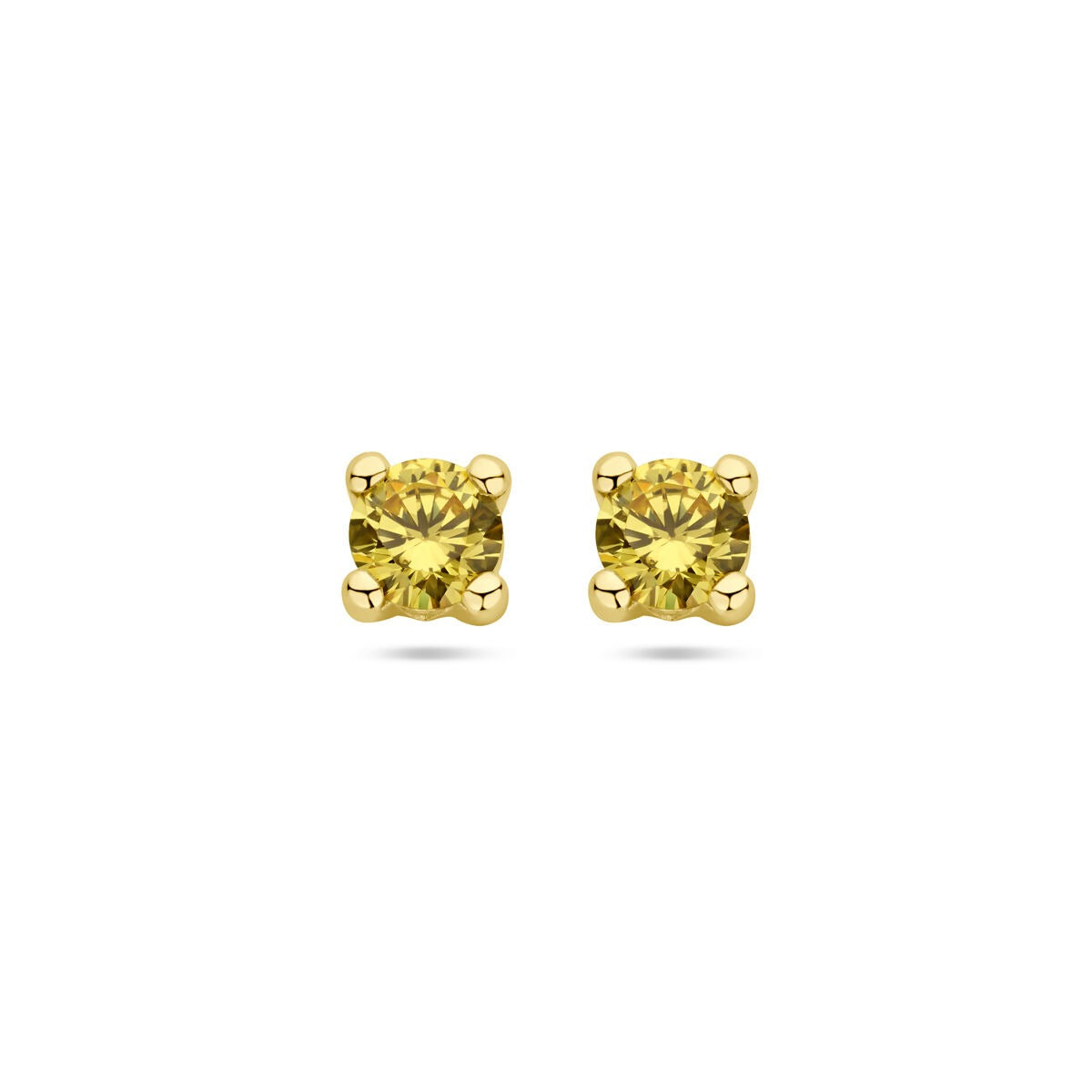Ohrstecker aus 14k Gelbgold mit synthetischem Citrin in quadratischer Form.
