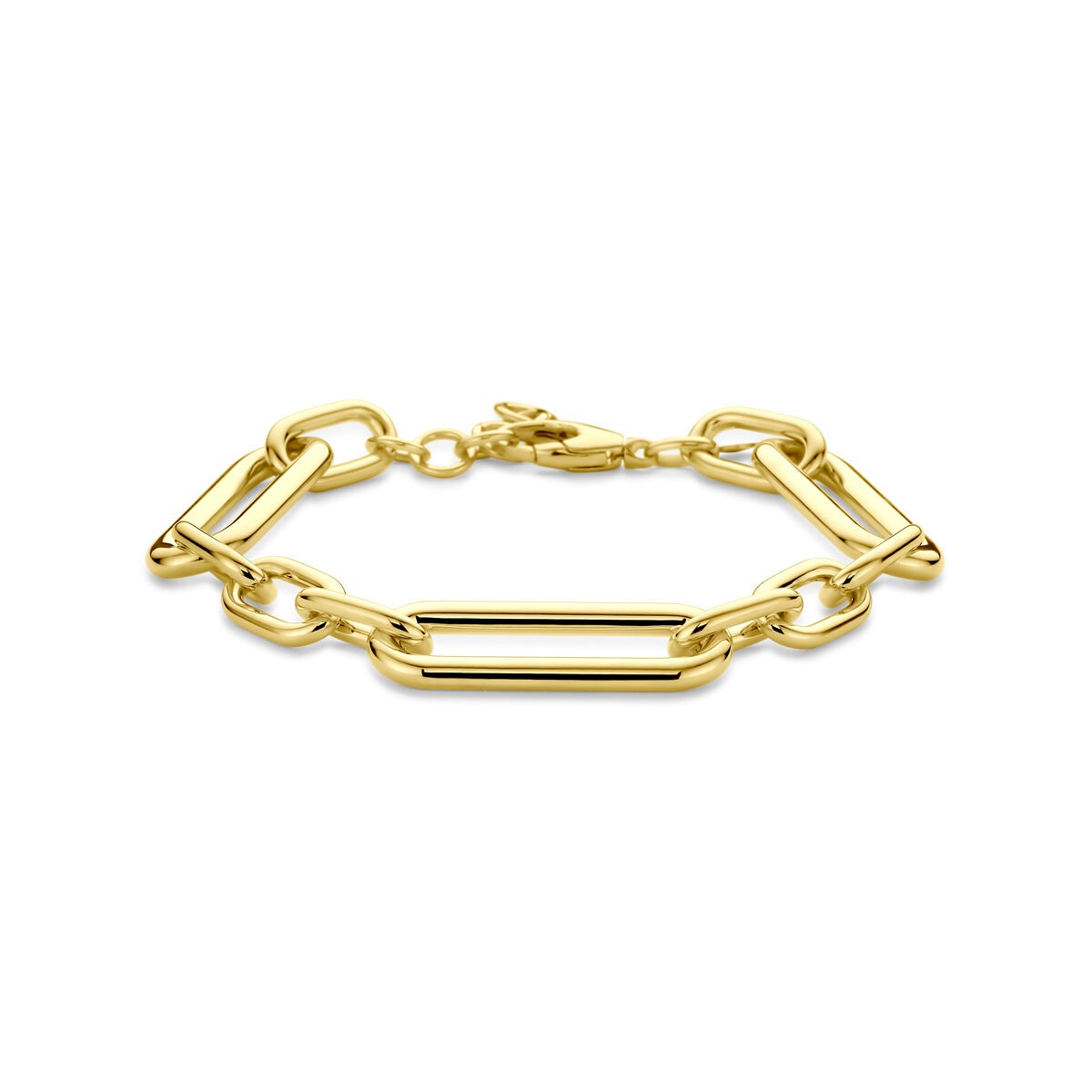 14-karätiges gelbgoldenes Anker-Schlüsselarmband mit 11 mm breiten Gliedern und Karabinerverschluss
