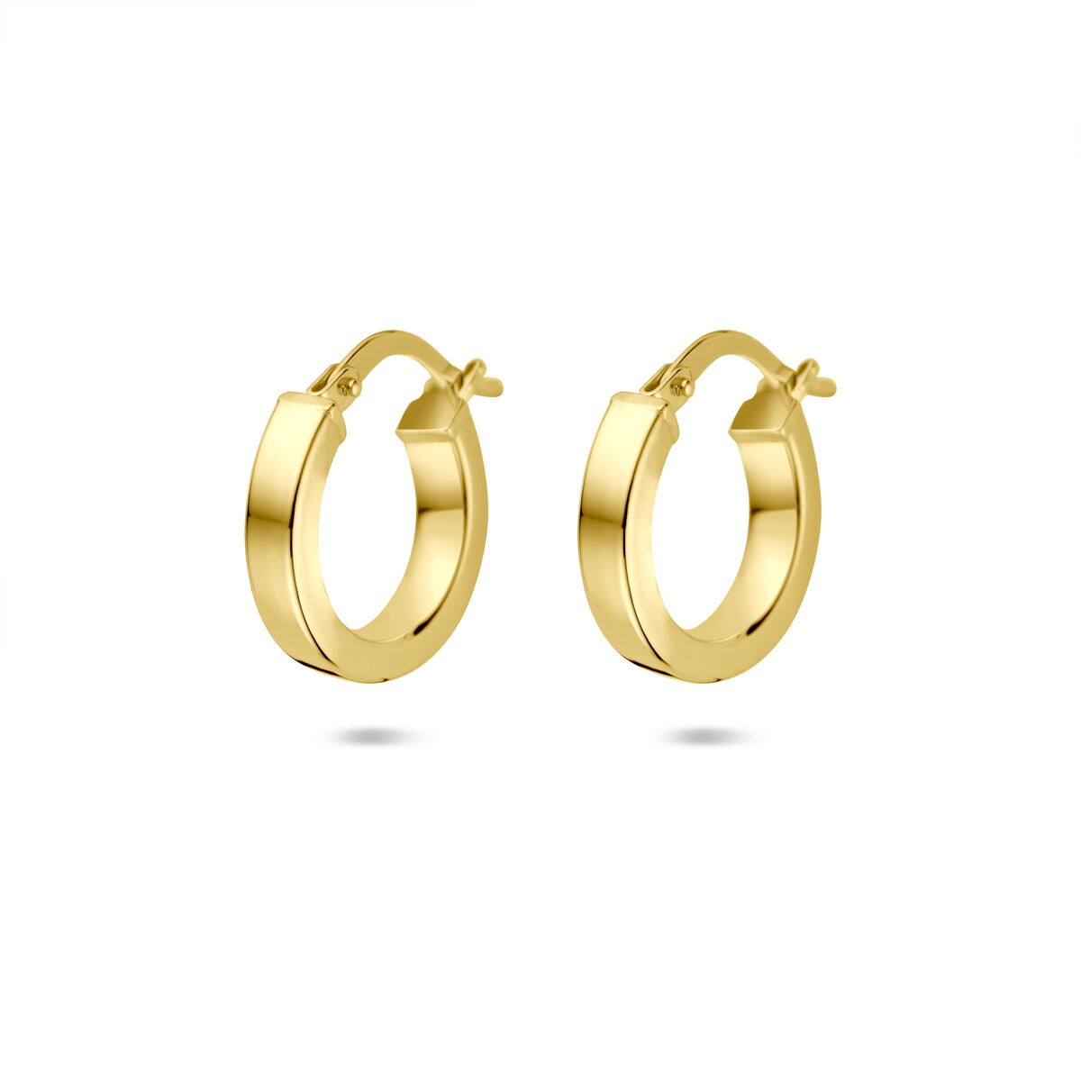 Goldene Damen-Ohringe aus 14k Silgold mit Scharniersicherung und 3 mm Breite