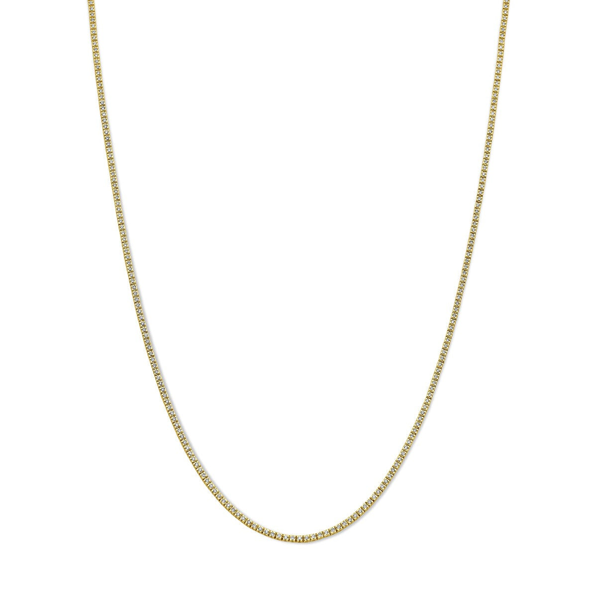 14k gelbgoldenes Tennis-Collier mit Diamanten, 2.00ct, feine Kette mit funkelnden Steinen