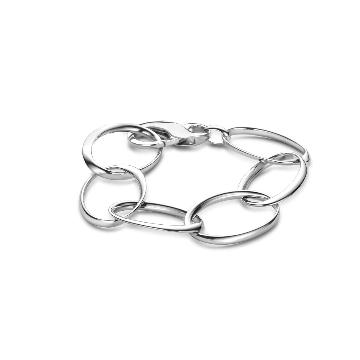 Armband aus rhodiniertem Silber mit ovalen Gliedern und Karabinerverschluss