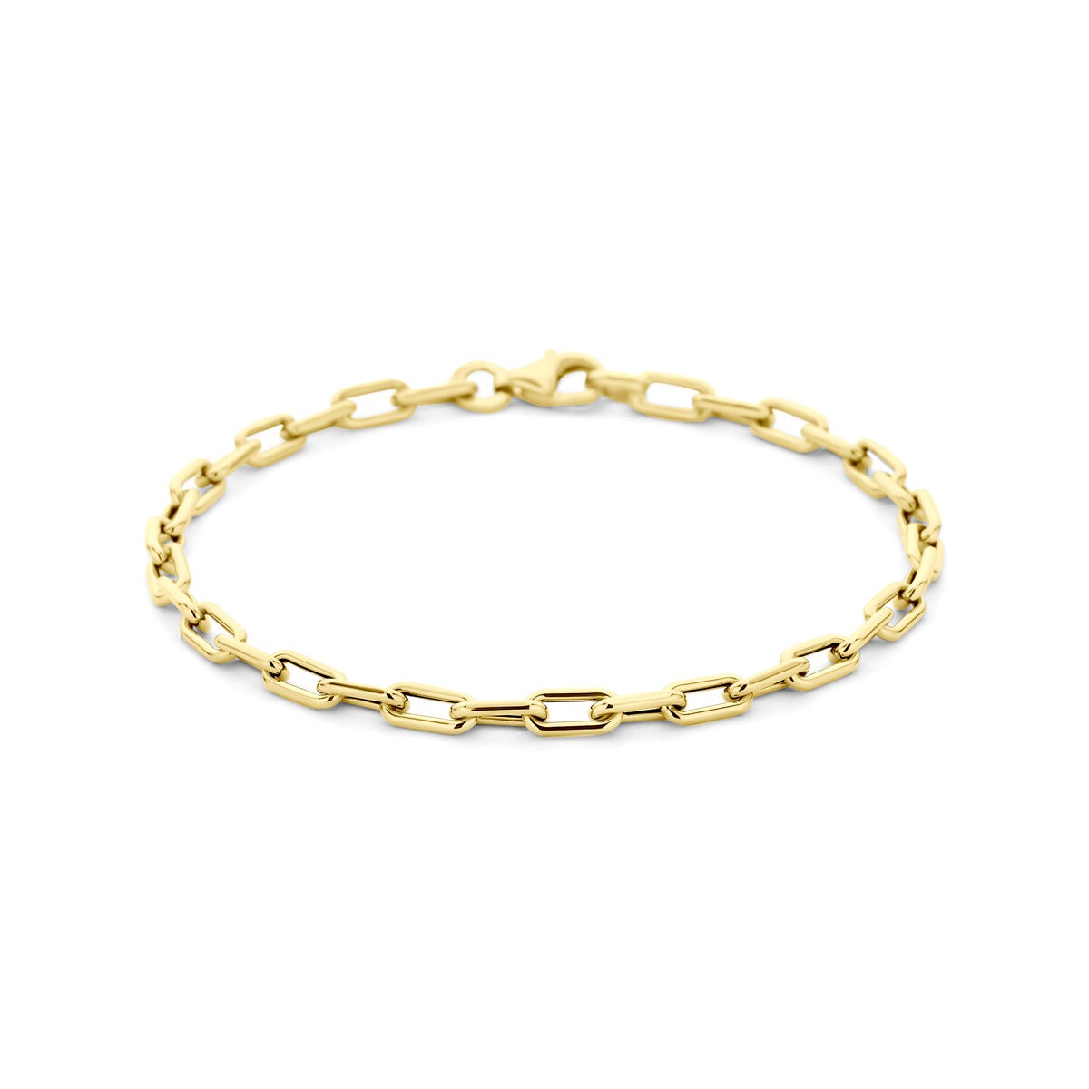 14k goldene Ankerarmband mit glatten, rechteckigen Gliedern