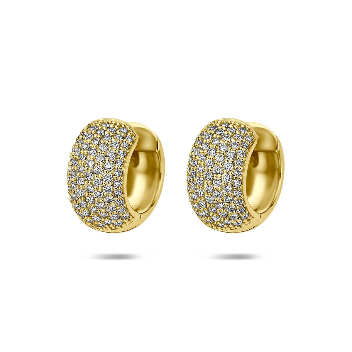 14k Gelbgoldene Klappohringe mit lab-grown Diamanten, besetzt mit funkelnden Steinen