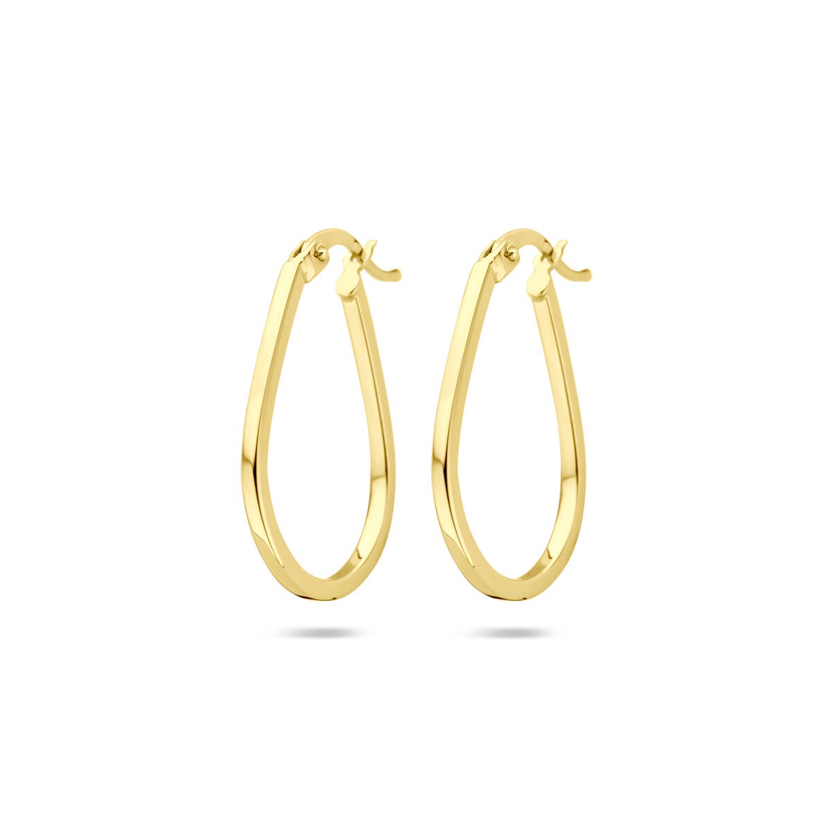 14k gelbgoldene Ohrhänger in Tropfenform, 25 x 1,6 mm, mit glänzender Oberfläche
