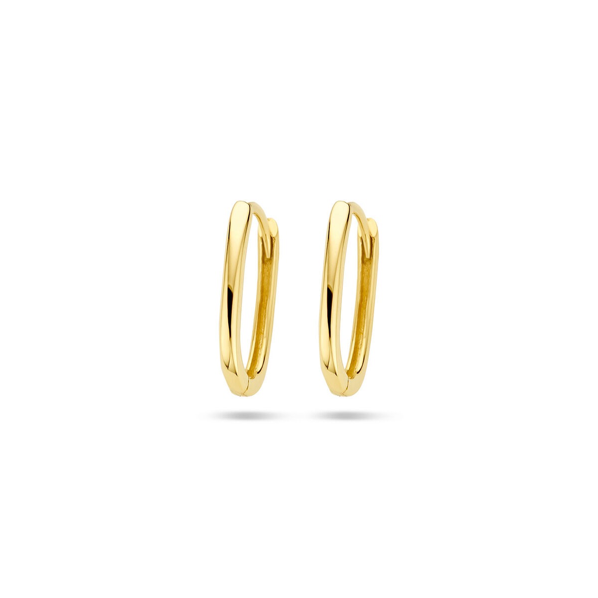 9k gelbgoldene Paperclip Klappohrringe mit ovaler Form und glänzender Oberfläche